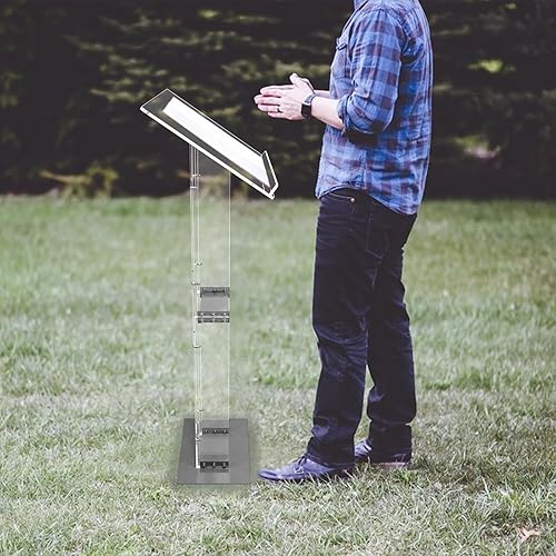 Miniatura 3 de Cutora Acrylic Lecterns & Podiums Stand, Clear Pulpits for Churches, Weddings, Teacher, Classroom, Speech, with Metal Base and Storage Shelf, Office