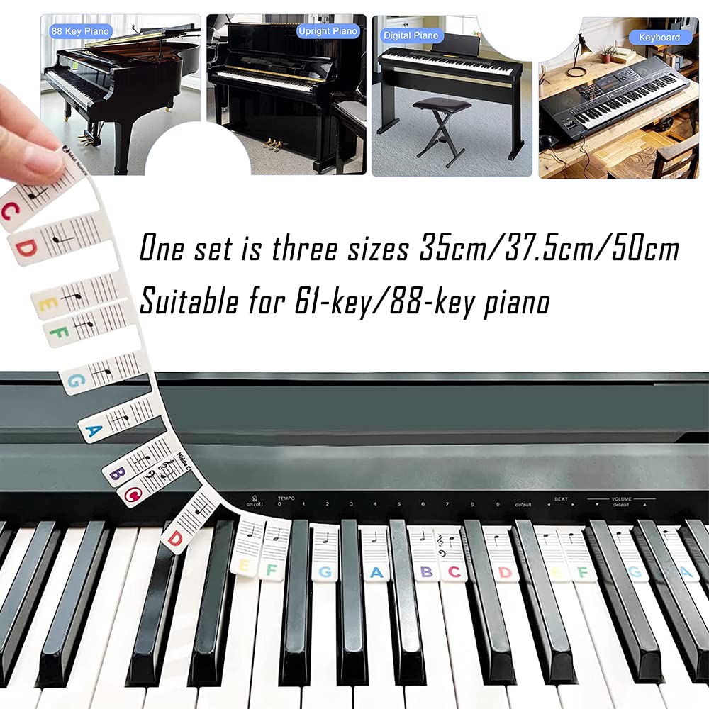 Autocollants Note De Piano, Autocollants De Clavier De Piano, Amovibles Autocollants de Clavier de Piano, pour Touches de Piano pour Débutants et Enfants
