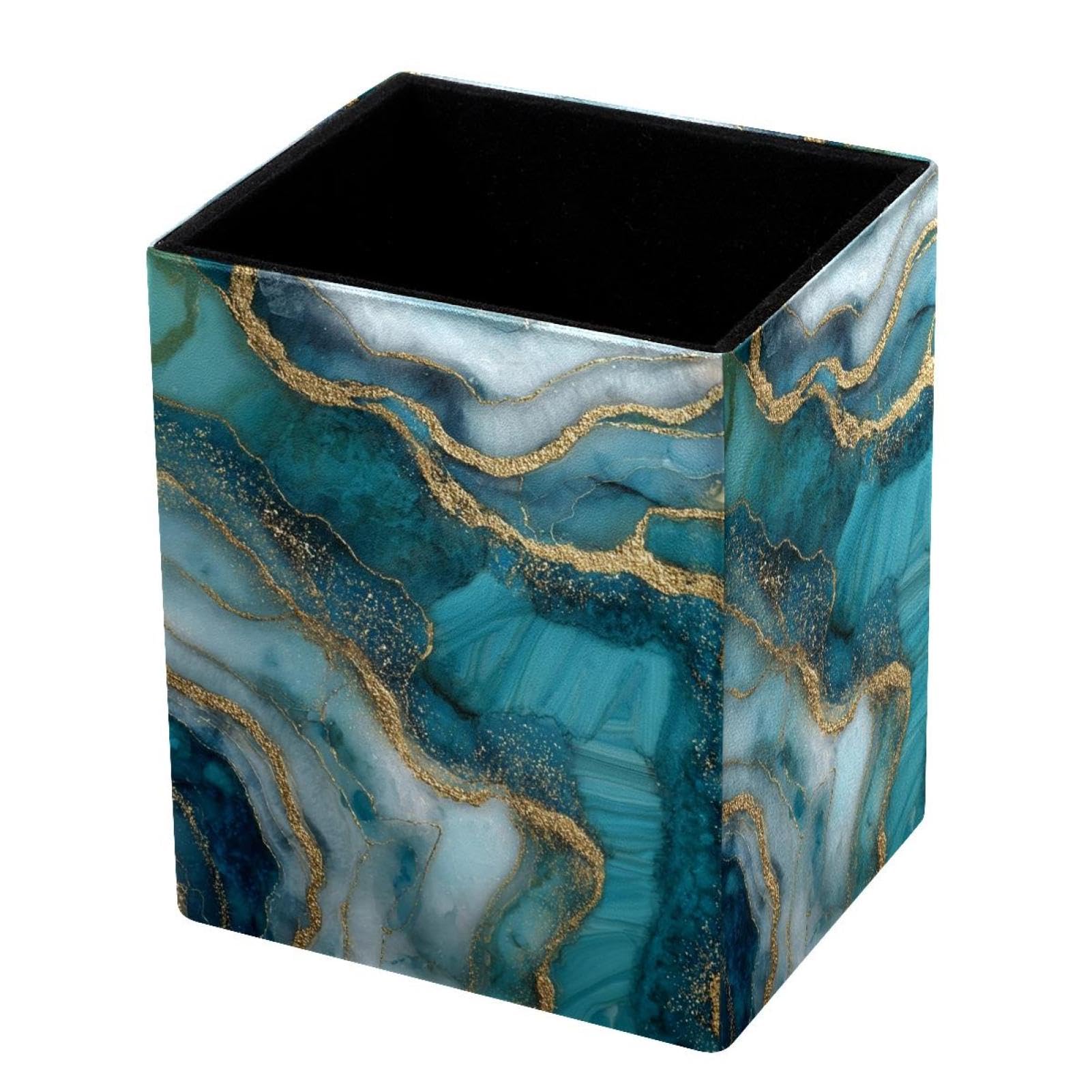 VAPOKF Pencil Holders for Desk, Marble Texture Printed Pen Holders Pen Pot Makeup Brushes Storage Desktop Stationery Supplies Organiser for Home Office