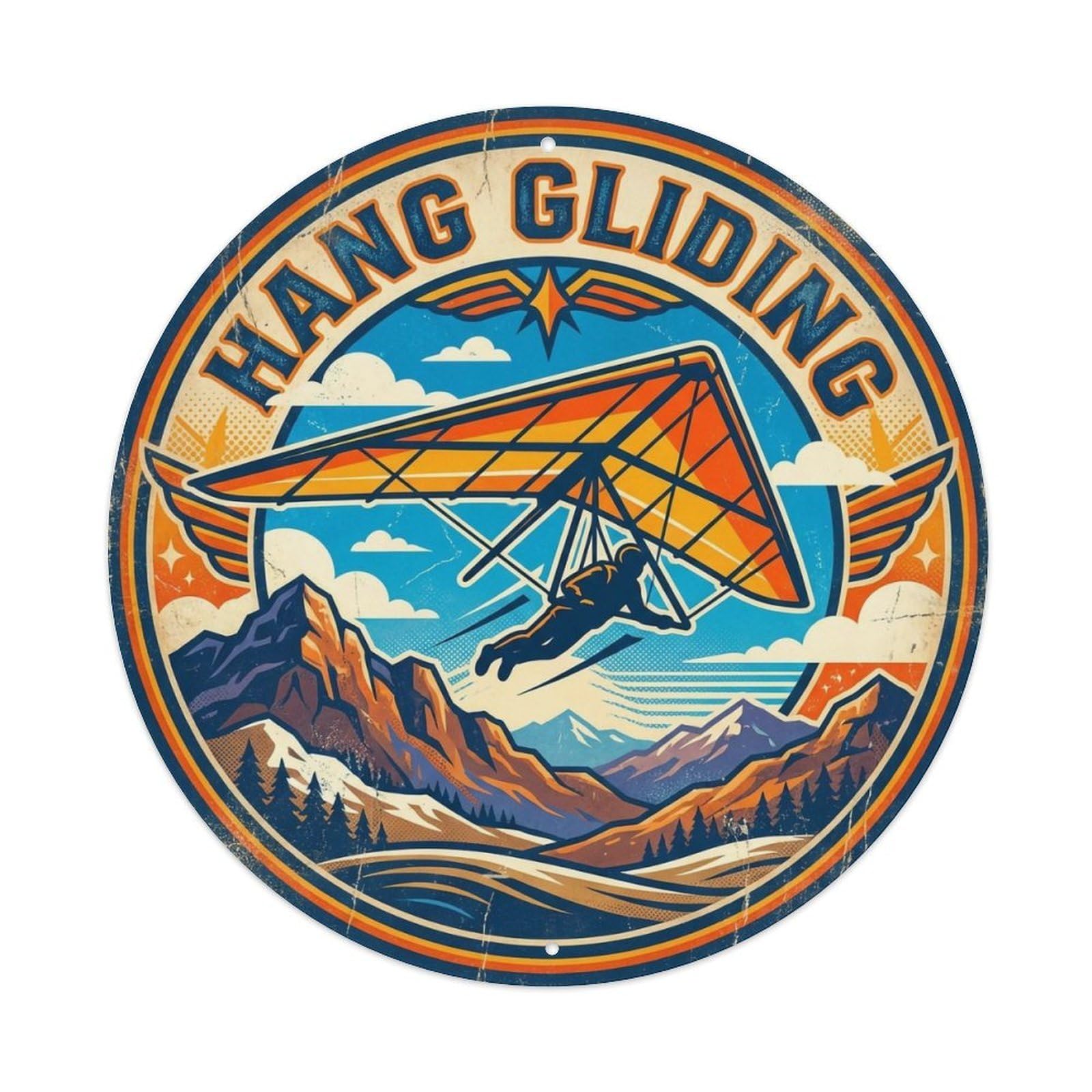 Vintage Hang Gliding Extreme Sports Badge Metal Tin Sign