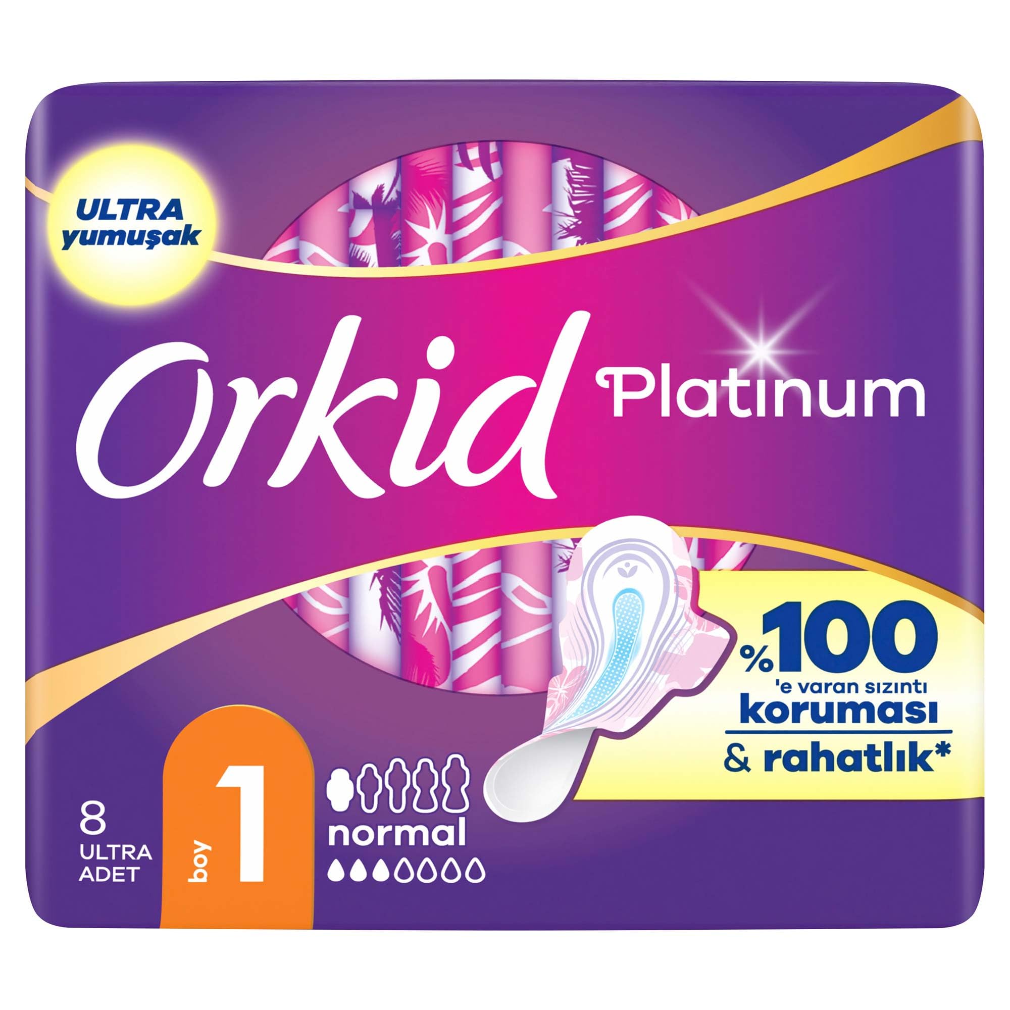 Orkid Platinum Hijyenik Ped Normal (Boy 1) Tekli Paket 8 Ped
