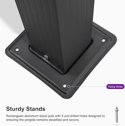 Miniatura 8 de PURPLE LEAF - Pérgola retráctil de 10 x 12 pies para exteriores con toldo parasol, refugio metálico para patio, porche, jardín, playa, pabellón,