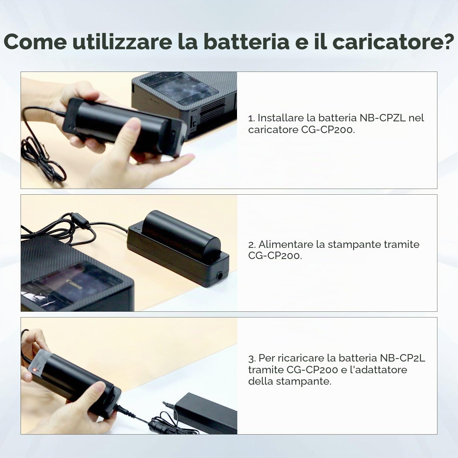 2500 mAh NB-CP2L NB CP2L - Batteria + caricatore per stampante fotografica Canon NB-CP1L SELPHY CP800 CP900 CP910 CP1500 CP2000 CP3000