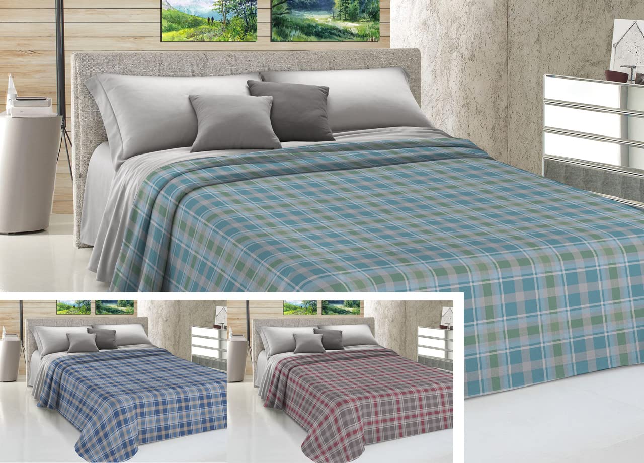 Copriletto Piquet Leggero Estate 100% Cotone Made Italy Fantasia Ben Matrimoniale Azzurro