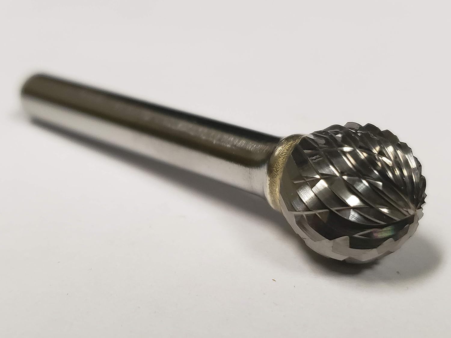 10579 Micro Grain Solid Carbide Regular Length Burr with Ball End, Double Cut, Shape D SD-14, 1/4" Shank Diameter, 3/16" Head Diameter, 1/8" Cutting Length (Pack of 1)
