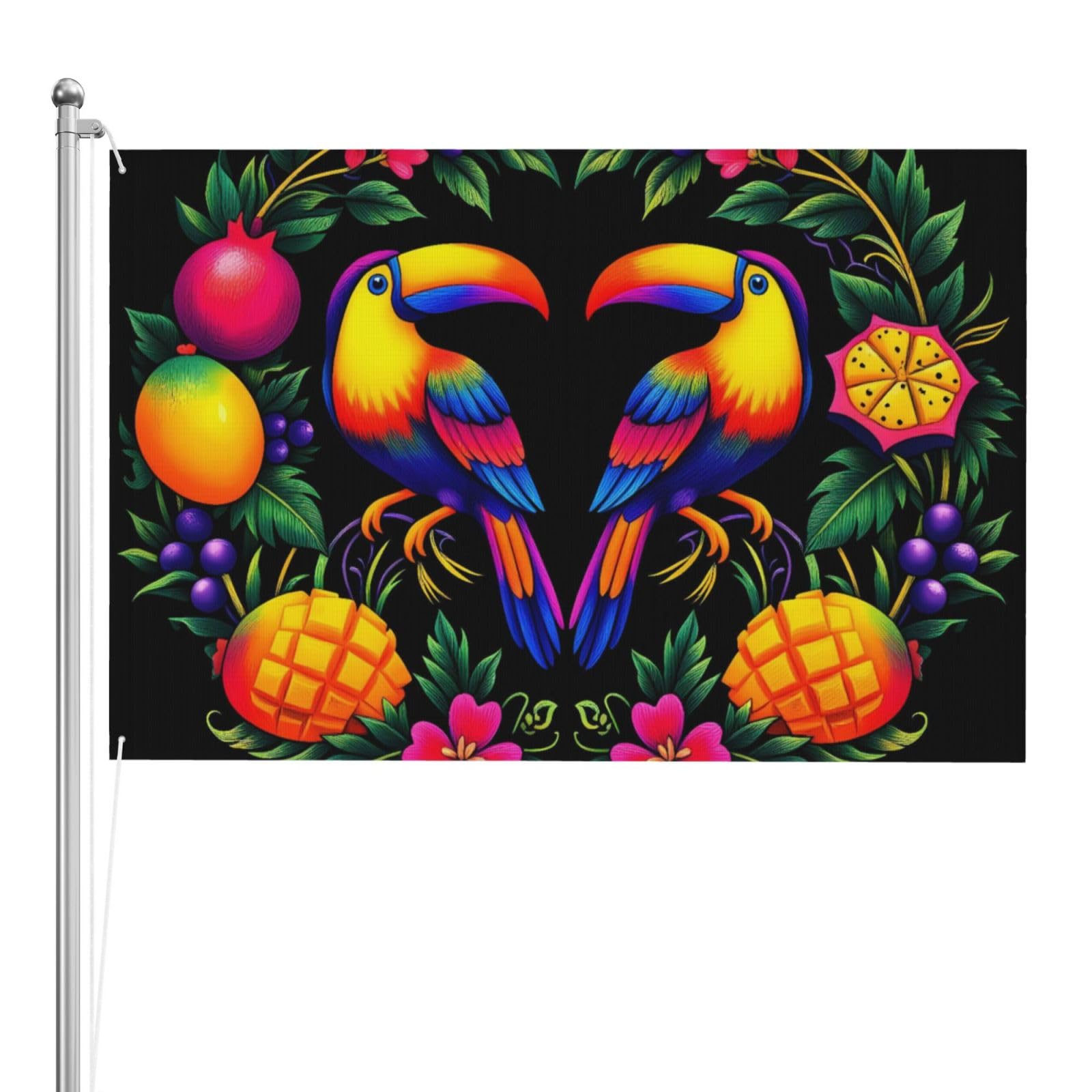 Drapeau de cour perroquet tropical en polyester résistant de haute qualité
