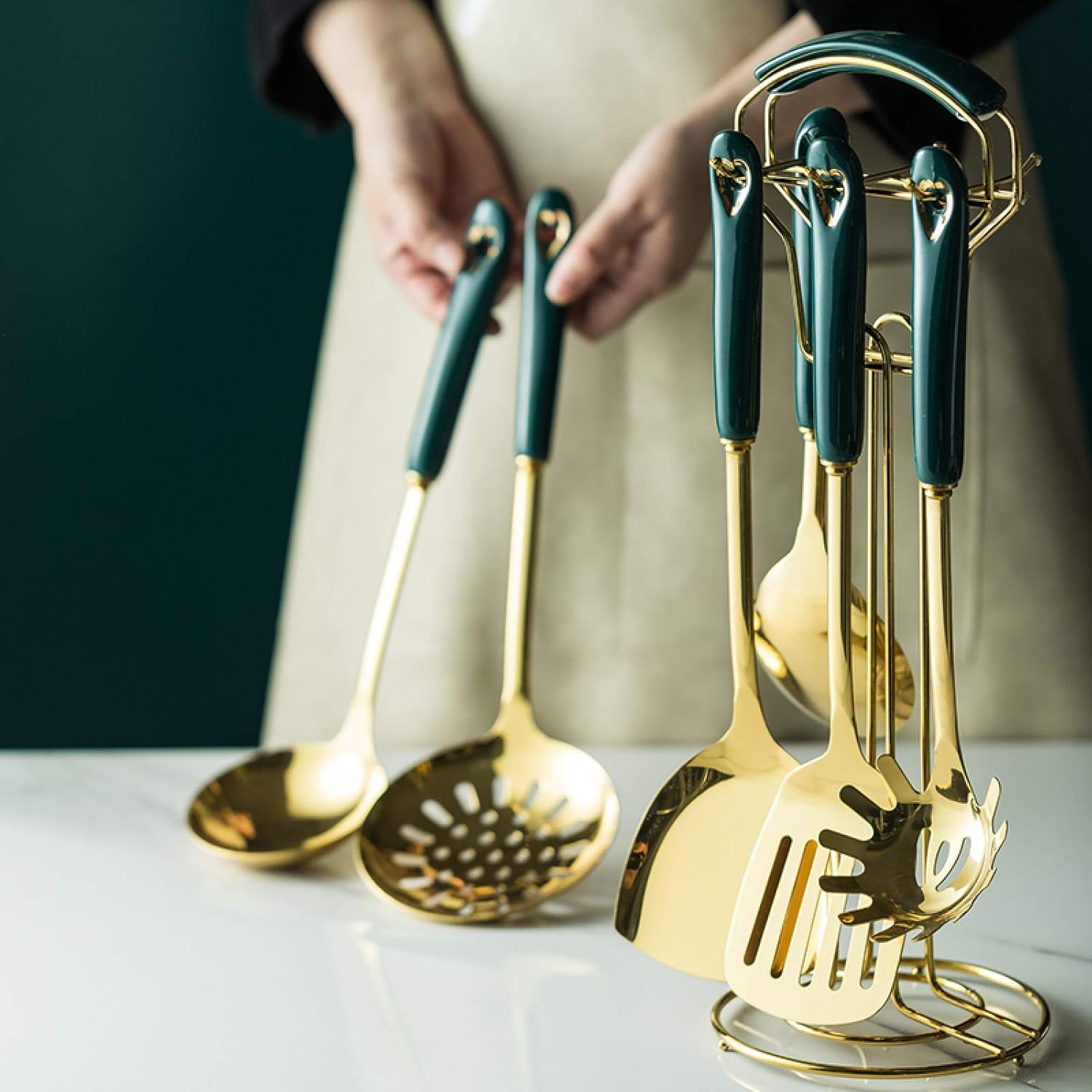 Set di Utensili da Cucina, Set di Utensili da Cucina 7 Pezzi di Pentole Utensili da Cucina in Acciaio Inossidabile Utensili da Cucina