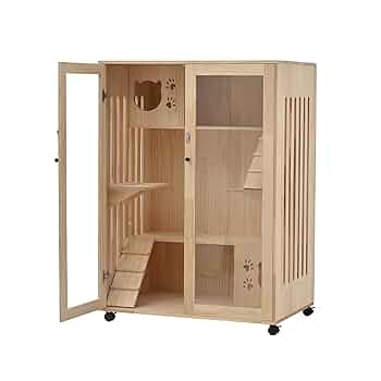 猫ケージ 多頭飼いペットケージ3段おしゃれ 多段留守番保護 脱走防止【グリーン】 tx287474.jpg