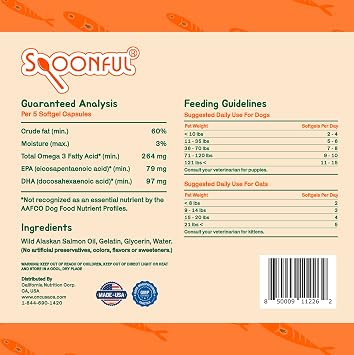 Spoonful Salmon Fresh - 100% Natural Wild-Caught Alaskan Salmon Oil 220 mg Mini Softgel, 42 Mini Softgels | DHA, EPA & Natural Astaxanthin, Non-GMO, Sustainable, Made in USA (42)
