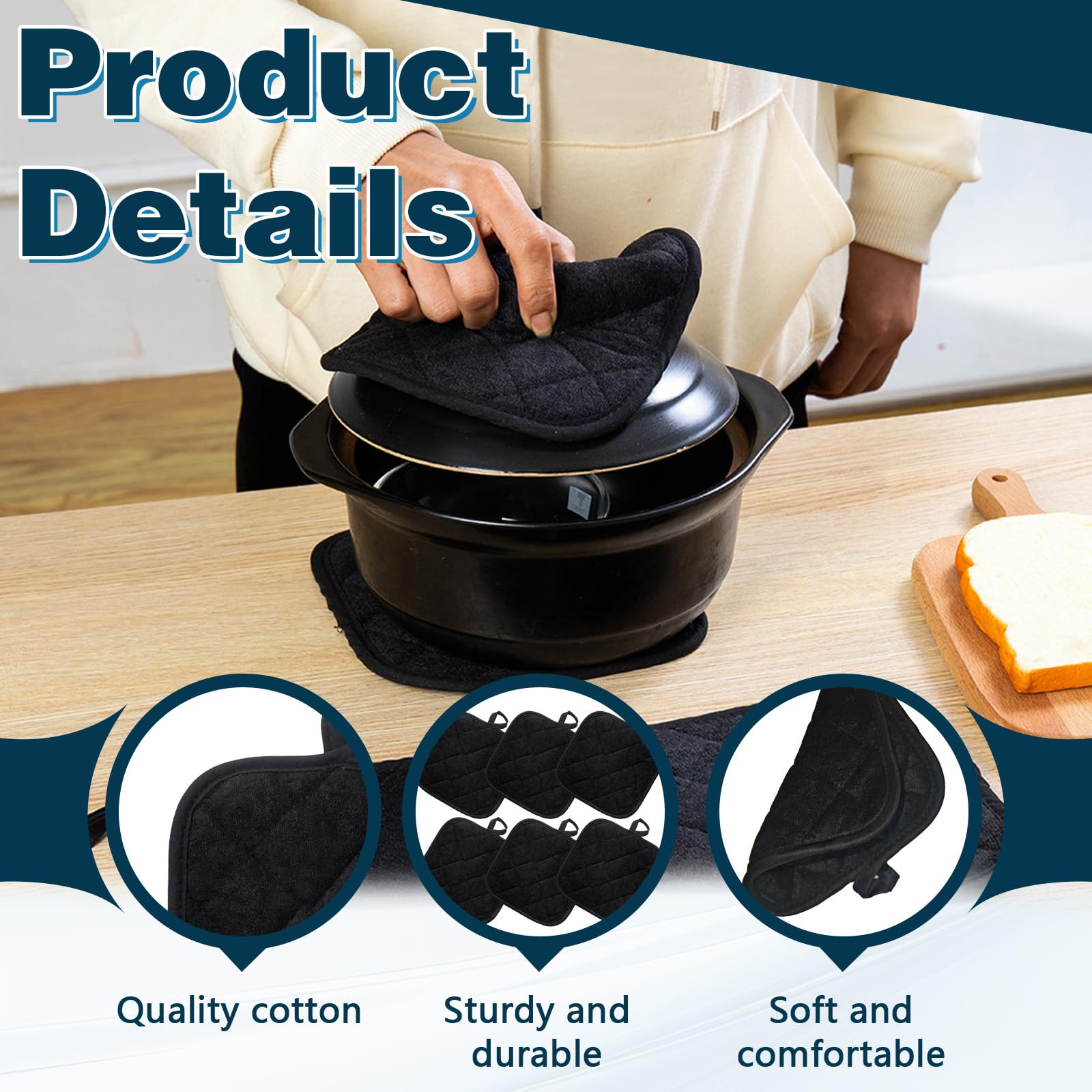 6PCS Maniques Cuisine Et Gant Four Résistants à La Chaleur 392 F Gant Cuisine Four Epaisses Set De Coton Recycle Rempli Pour La Cuisine La Patisserie 18cm X 18cm Gris Et Noir 92577041 6PCS Maniques Cuisine Et Gant Four Résistants à La Chaleur 392 F Gant Cuisine Four Epaisses Set De Coton Recycle Rempli Pour La Cuisine La Patisserie 18cm X 18cm Gris Et Noir 92577041