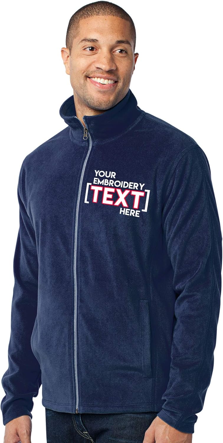 Custom Embroidered Lightweight Jacket for Men - Add Your Text - Embroidery Zip Up Fleece Outerwear