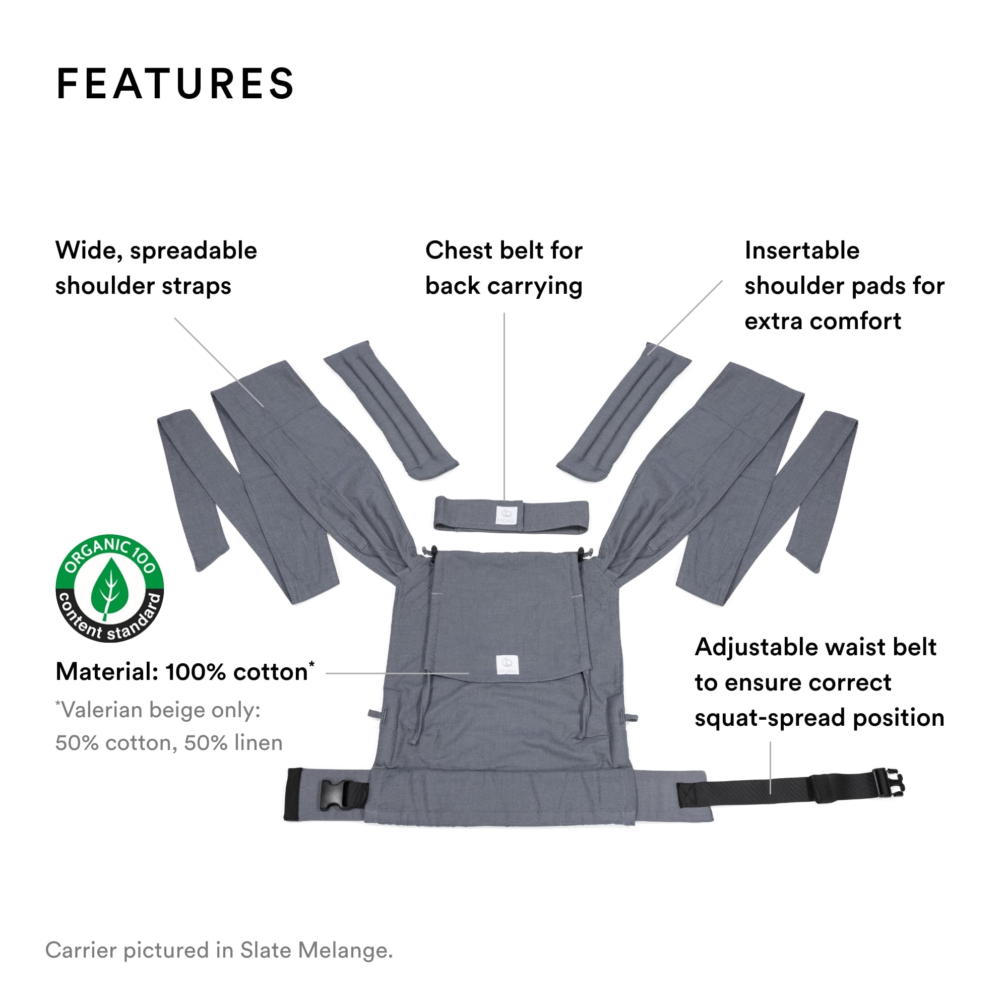 Stokke Limas Carrier, Turquoise Grey Melange, 2023 Version (OCS), Newborn Half-Buckle Baby Carrier, Three Carrying Options - Image 2