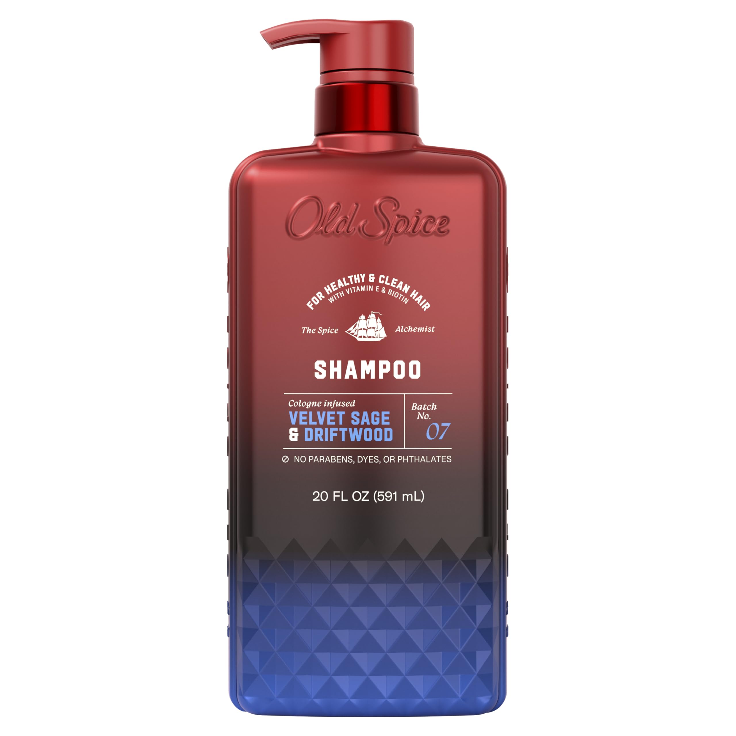 Old Spice Men's Shampoo, The Spice Alchemist Collection, 24/7 Cologne-Infused Velvet Sage & Driftwood Scent, Free of Parabens & Phthalates, 21.9 fl oz