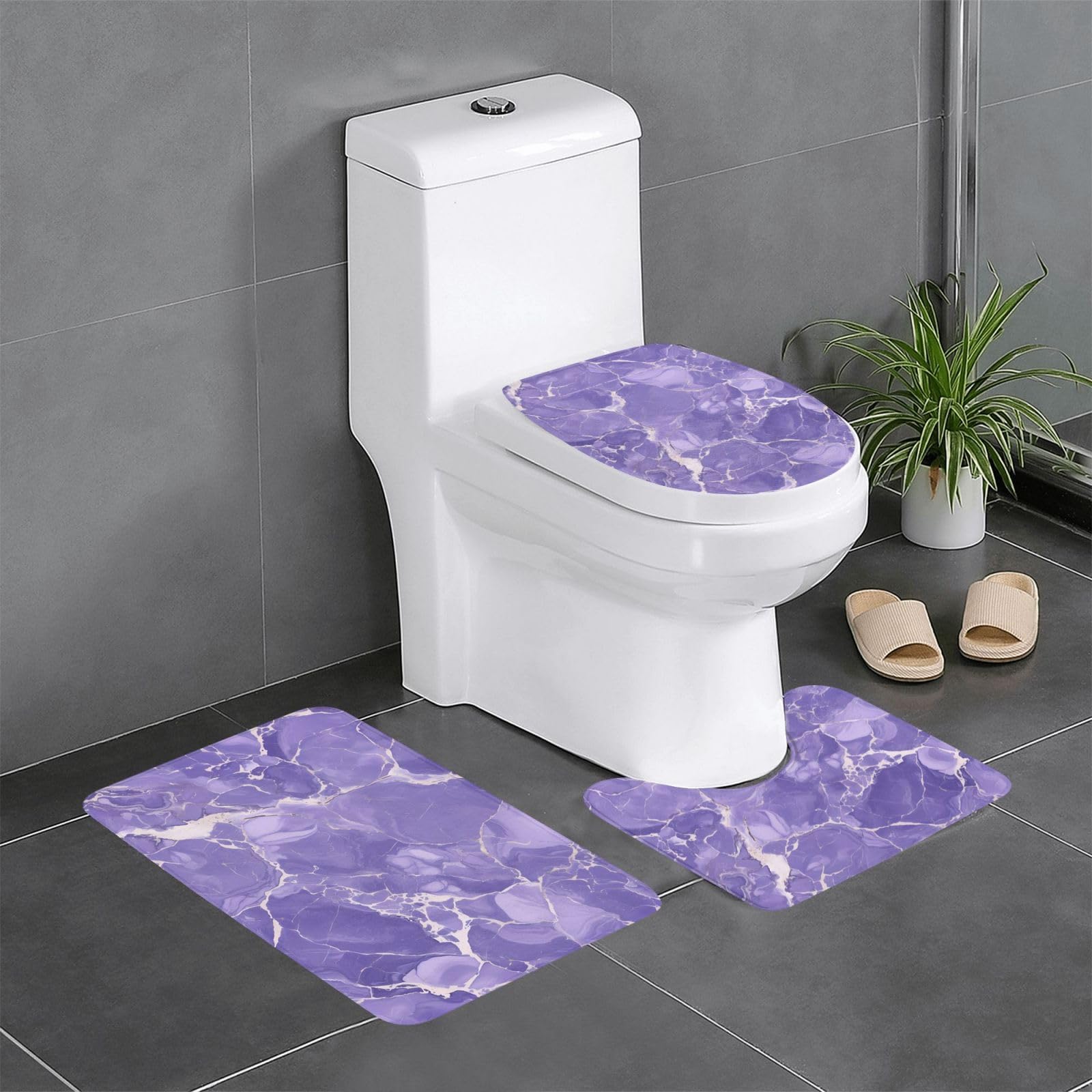 Tapis de sol en flanelle marbre violet 61x40,6 cm lot de 3