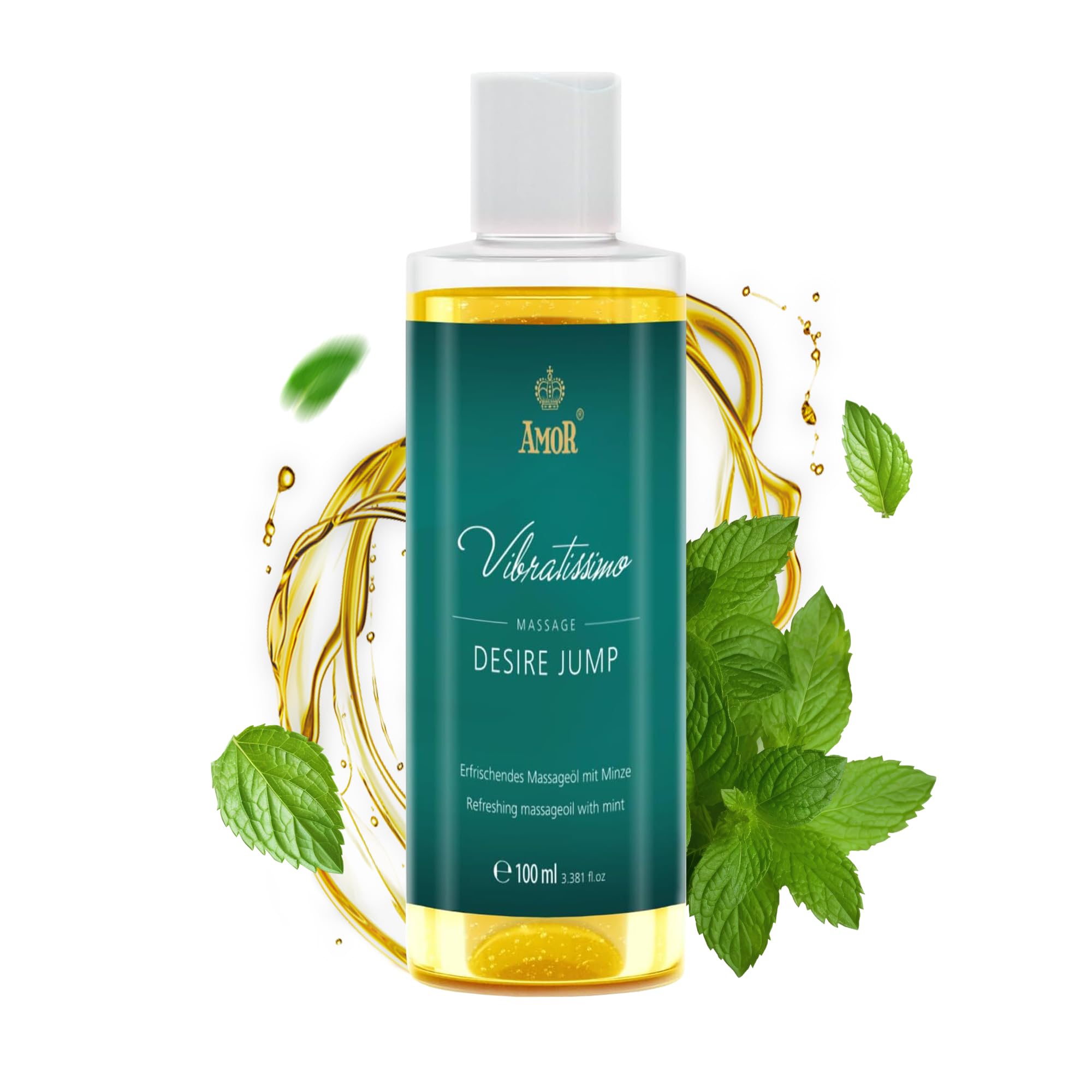 Vibratissimo Desire Jump 100 ml Massageöl - Prickelnde Frische mit MinzDuft - Anregend, Erfrischende Massage mit Minze, Liebesöl