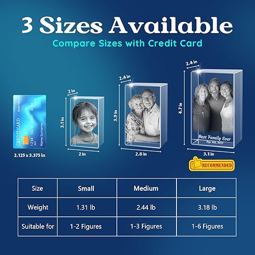 Miniatura 5 de Foto de cristal 3D personalizada, regalos de fotos personalizados e imagen 3D en recuerdo de cristal, vidrio grabado con láser, marcos de fotos