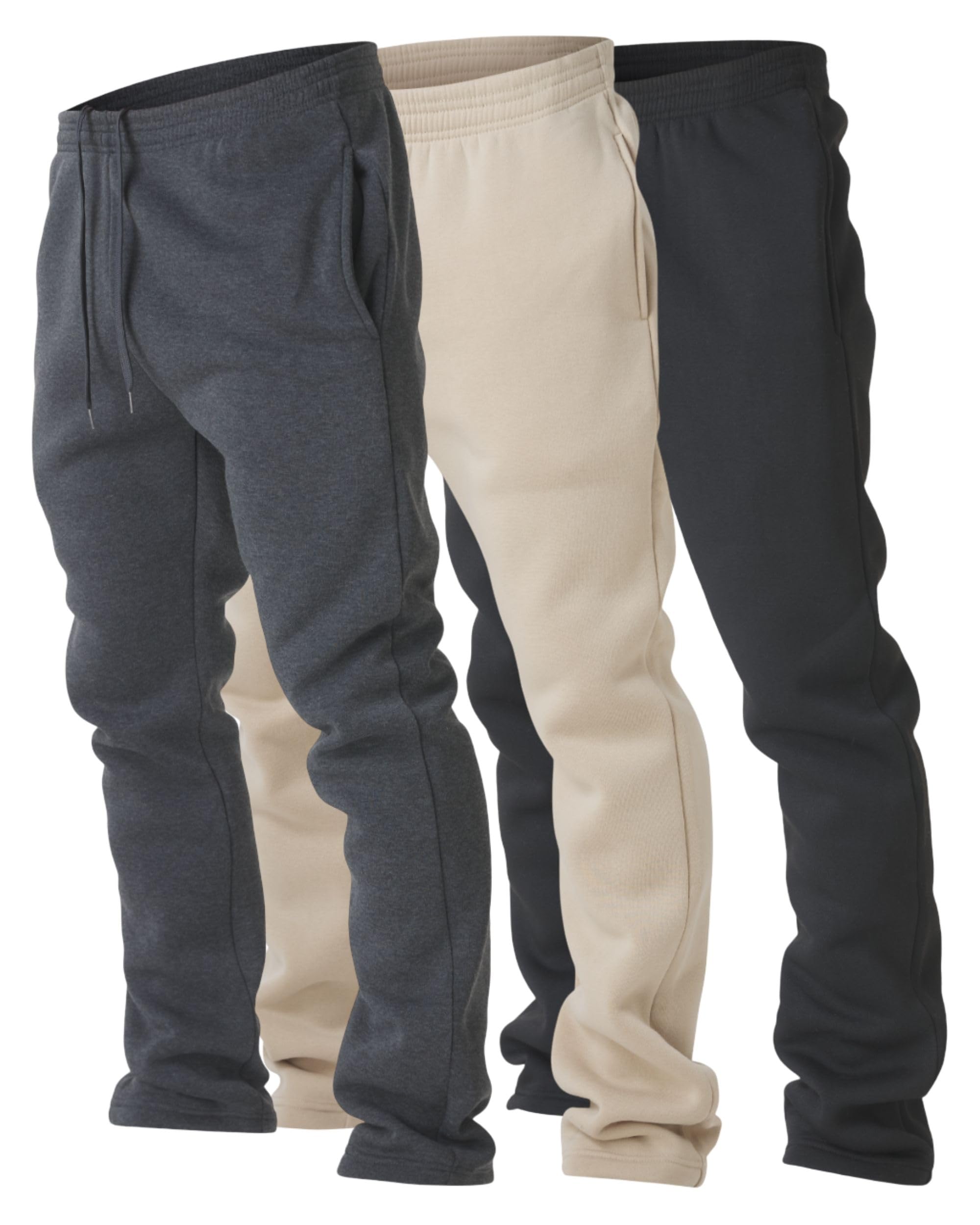 ultra performance 3 pack mens fleece wide leg sweatpants with pockets, open bottom workout sweatpants for men