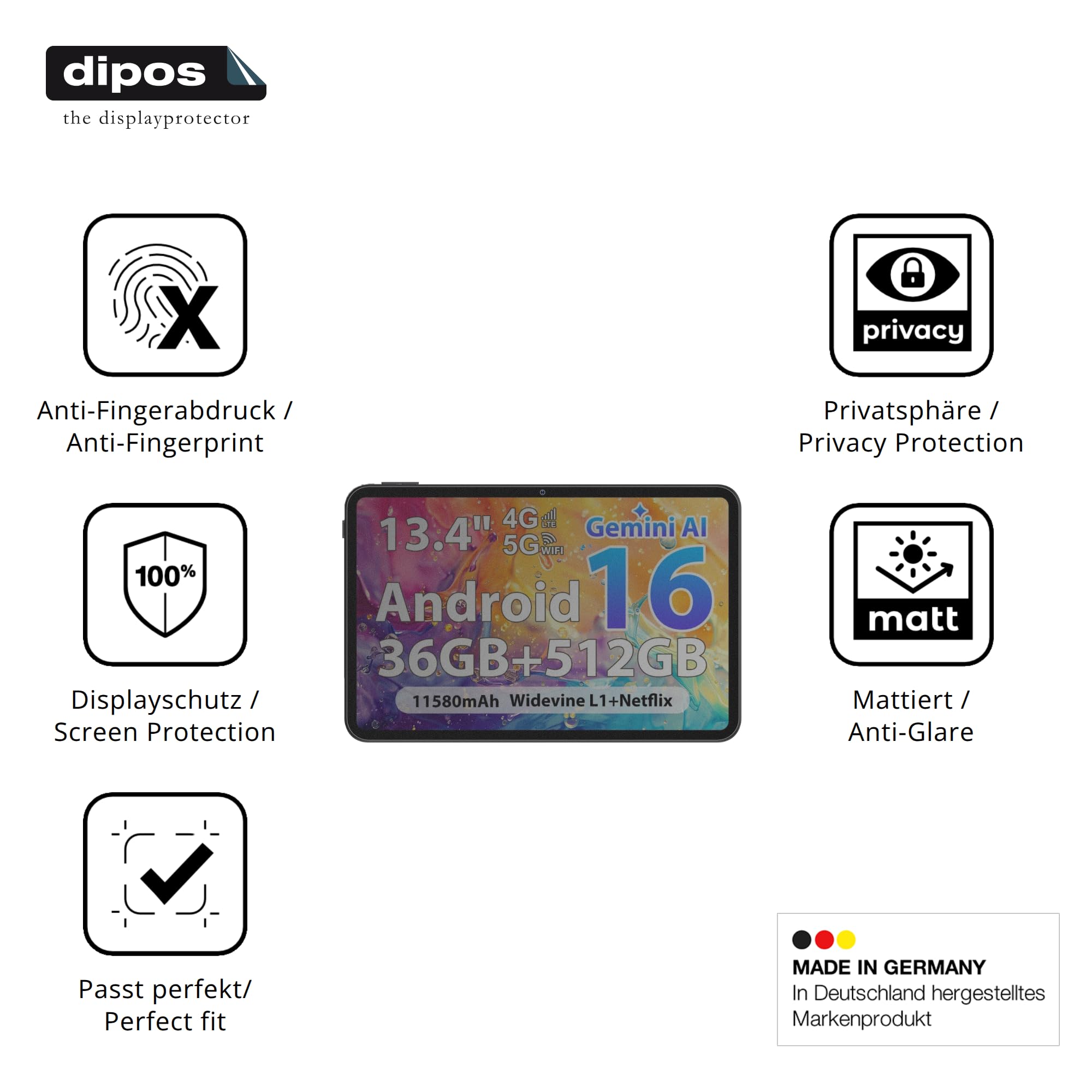 dipos Protector de Pantalla Antiespía para WOREGOO M328 | Película protectora mate, filtro de privacidad 4 vías, ajuste perfecto, antiarañazos, sin burbujas, autoadhesivo