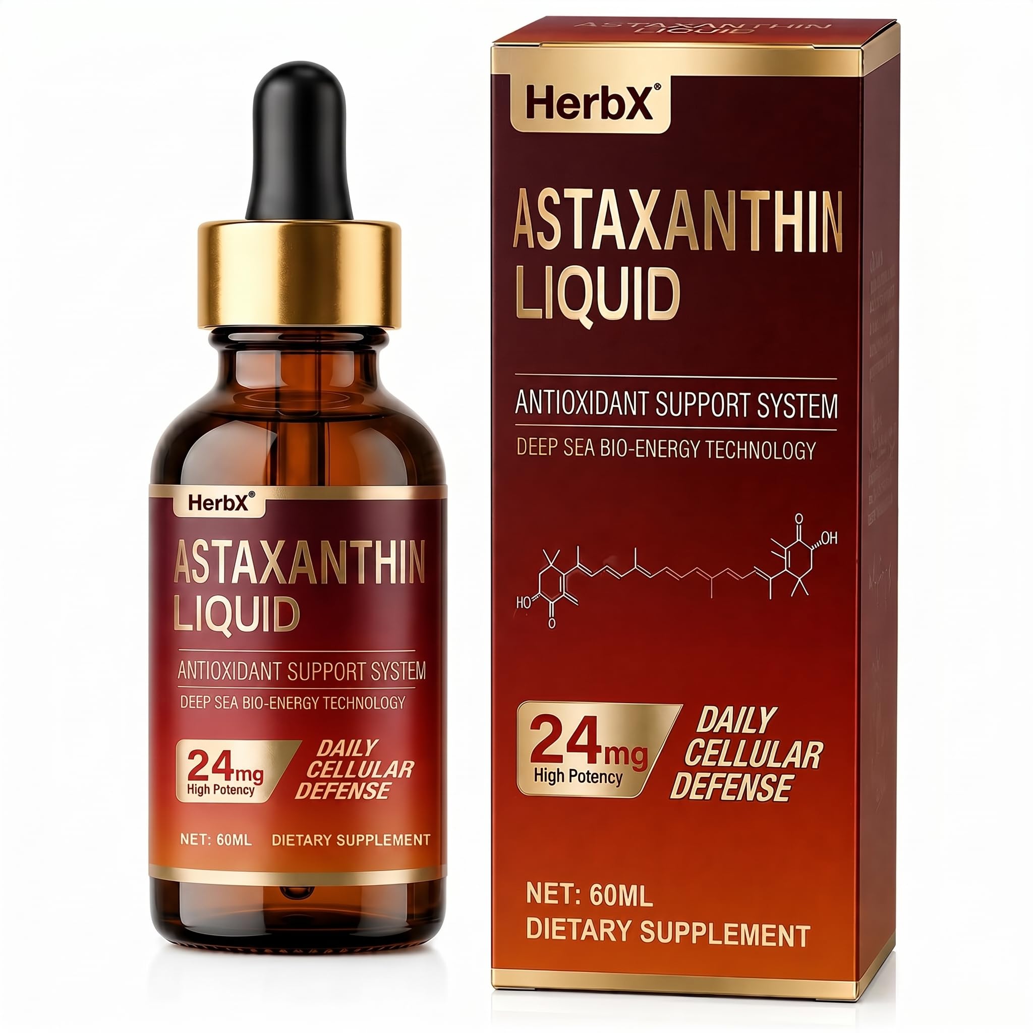 Natural Astaxanthin 24mg Liquid Antioxidant Support - 2 fl oz (60ml) Liquid 2 Fl Oz (Pack of 1)