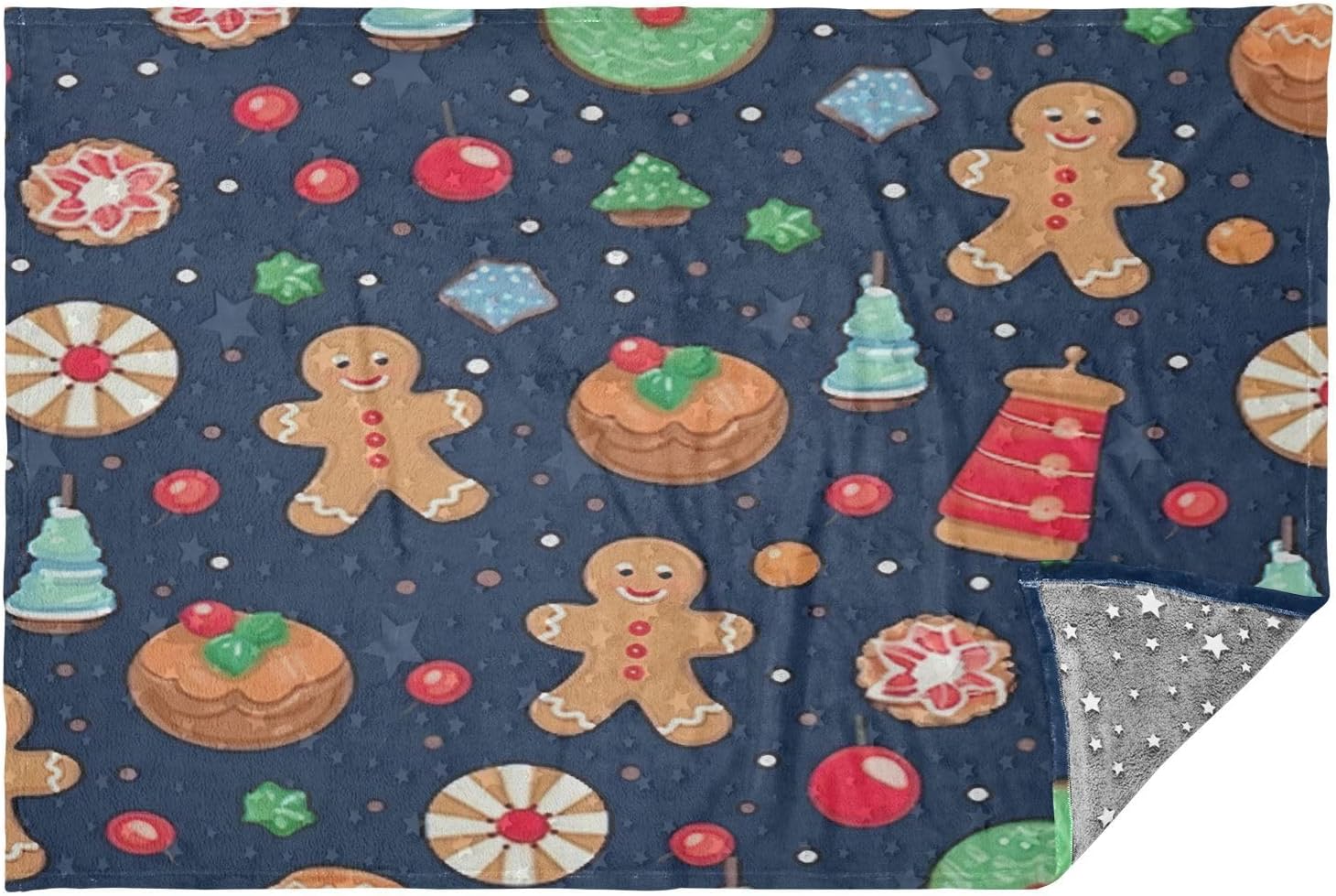 Various Christmas Cookies and Ornaments Glow in The Dark Throw Blankets, Air Plane Pillow Travel, Sleep Travel Accessories