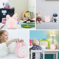 Vista 6 de QANYI Reloj despertador de peluche con luz nocturna, lindos animales de peluche con pantalla LED, luz ajustable, juguetes para niñas de 5 a 12 años