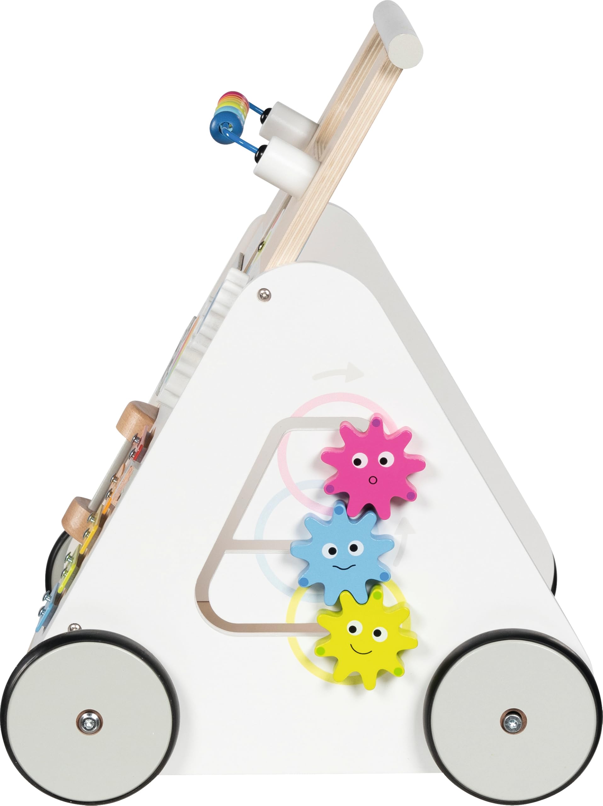 goki 59961 - Lauflernwagen KiddyCruiser aus Holz, Multifunktionale Lauflernhilfe mit Kugellabyrinth, Xylophon, Spiegel, Sortierbox, Drehpuzzle, Bremse und vieles mehr, 33cm x 41cm x 44cm, ab 1 Jahr