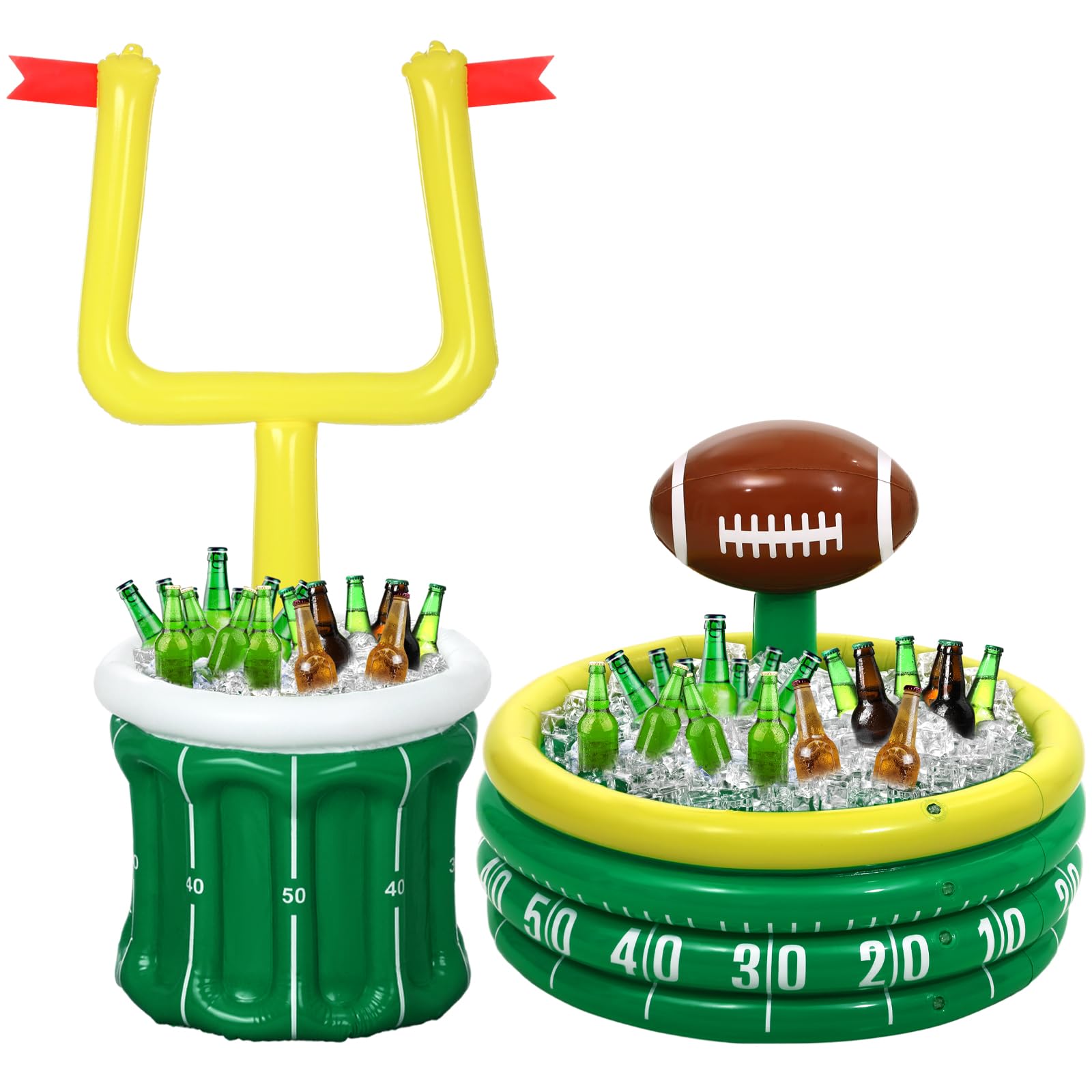 Bencailor 2 Pcs Inflatable Football Cooler for Parties Blow up Drink Rugby Cooler Party Decorations Football Party Supplies Inflatable Ice Bucket for Game Day Picnic Beer (Rugby Style)