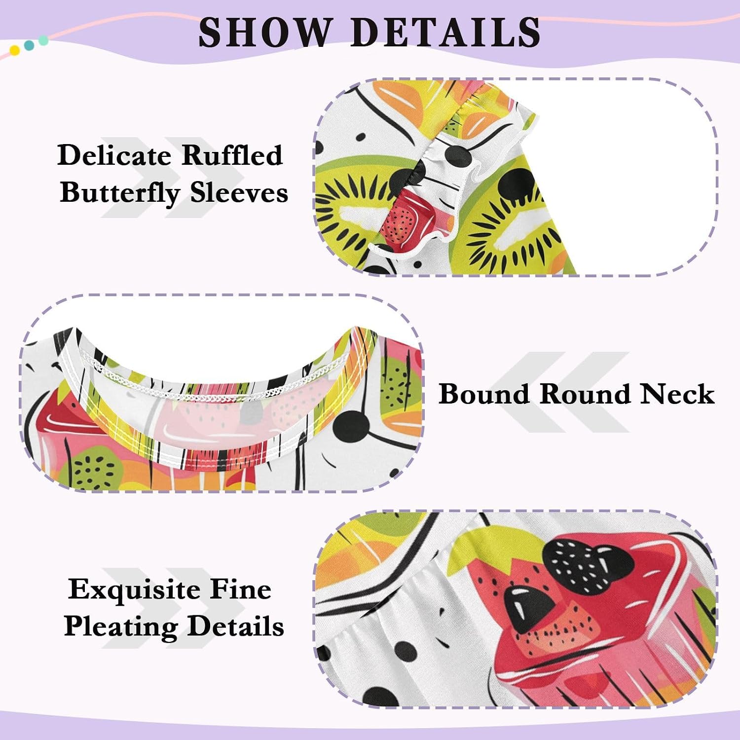 visesunny Toddler Clothes for Girls Fruit Pudding Pattern Long Sleeve Fall Shirts Cotton Top with Ruffle Collar