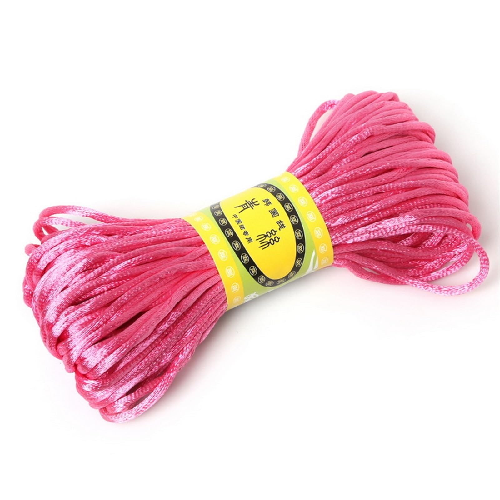 Nylon Cord Thread 10pcs 2.5mm 20Meters Soft Satin Rattail Silk Nylon Macrame Cord Kumihimo String for Making Bracelet, Necklace, Chinese Knot(Pink)