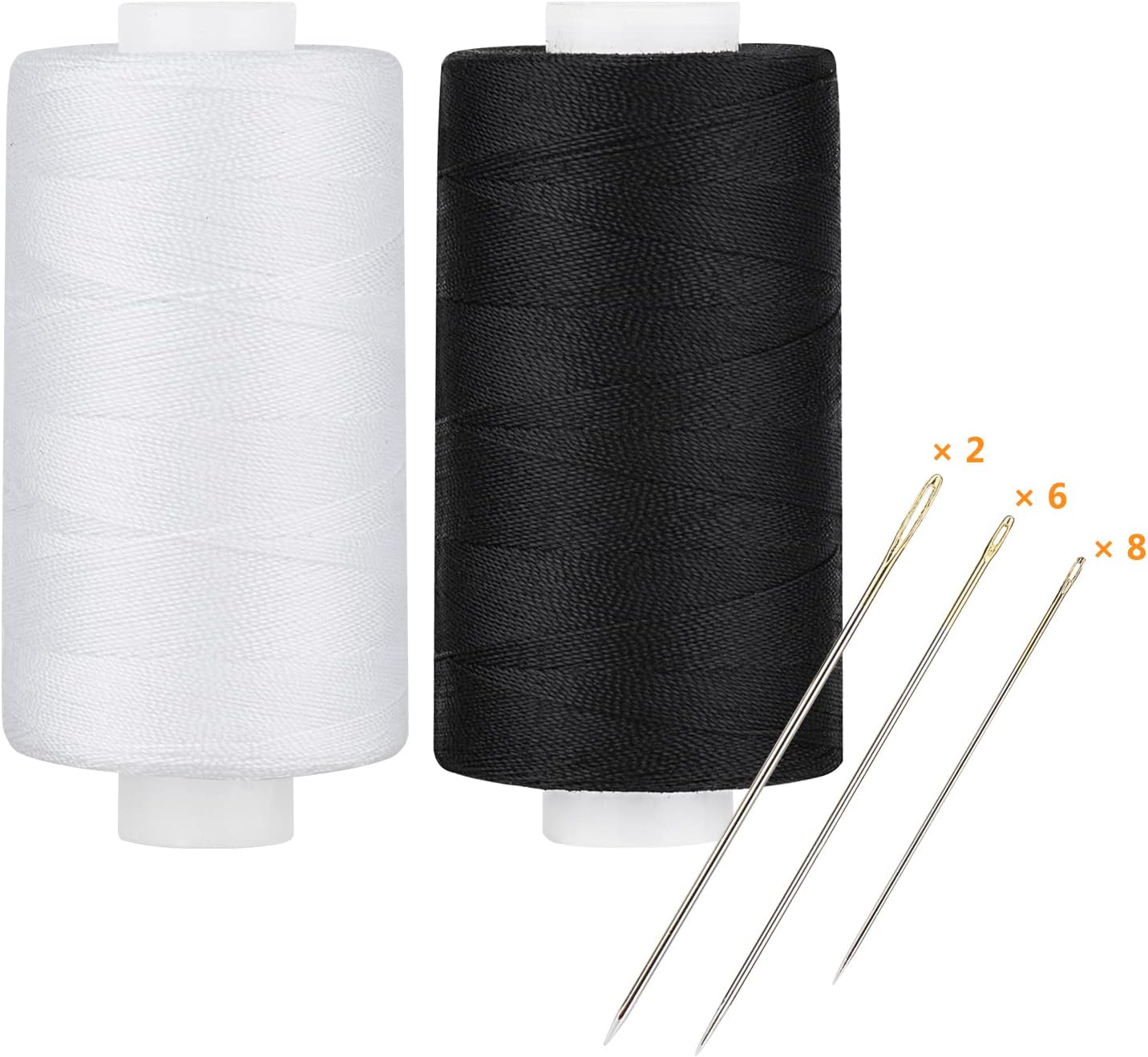 All Purpose Sewing Thread Polyester 1 White 1 Black with Hand Needle