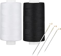 Simthread All Purpose Thread Polyester 400 Yards (1 White 1 Black)