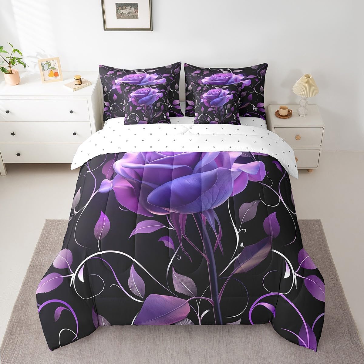 jejeloiu Frog Comforter Set 7 Pieces Full Size Cute Mush Bed in a Bag Adult 3D Digital Print Tropical Amphibian Fall Leaves Bedding Set All Season Green Bed Set with Comforter, Sheet Set, Pillowcases