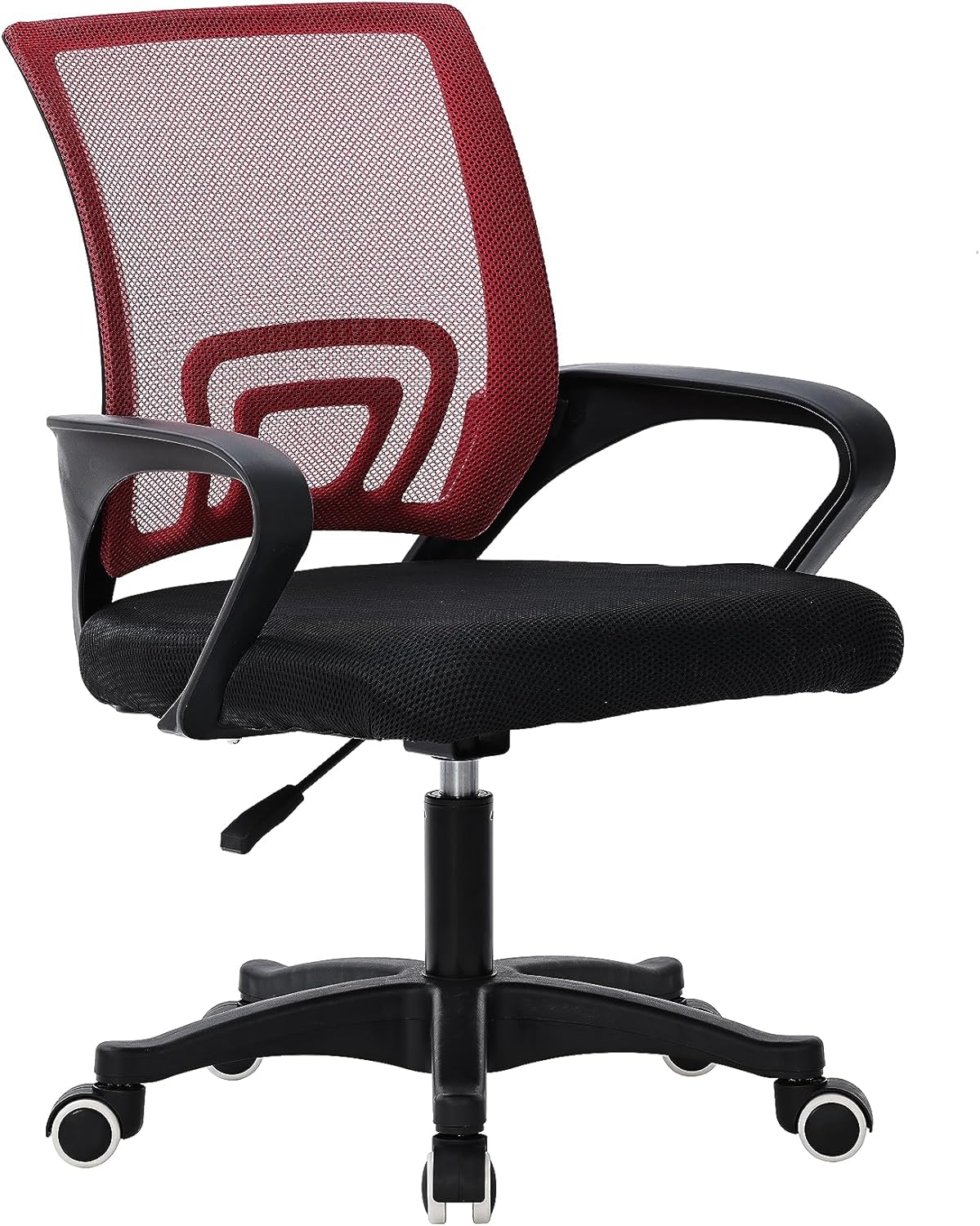 DS furniture Mesh Swivel Chair with High Back Support Padded Seat Office Chair Adjustable Ergonomic Computer Chair with Arms (Red)