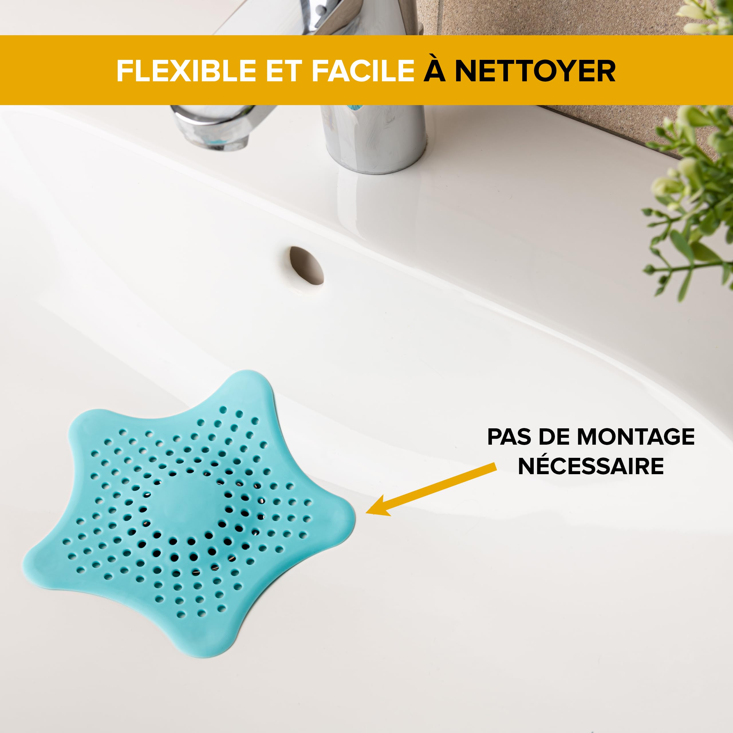 ABFLUSSHELD Bouchon D'Écoulement Universel 2 Pièces - Tamis à Cheveux Silicone Pour Lavabo Et Baignoire