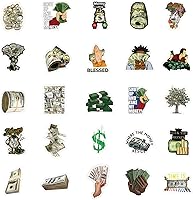 Vista 2 de Paquete de 63 calcomanías de dinero, calcomanías impermeables de vinilo de graffiti de moda para botella de agua, laptop, teléfono, patineta, álbum