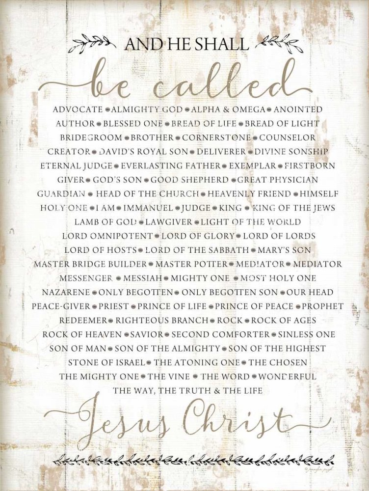 Names of Christ Poster Print by Jennifer Pugh (9 x 12)