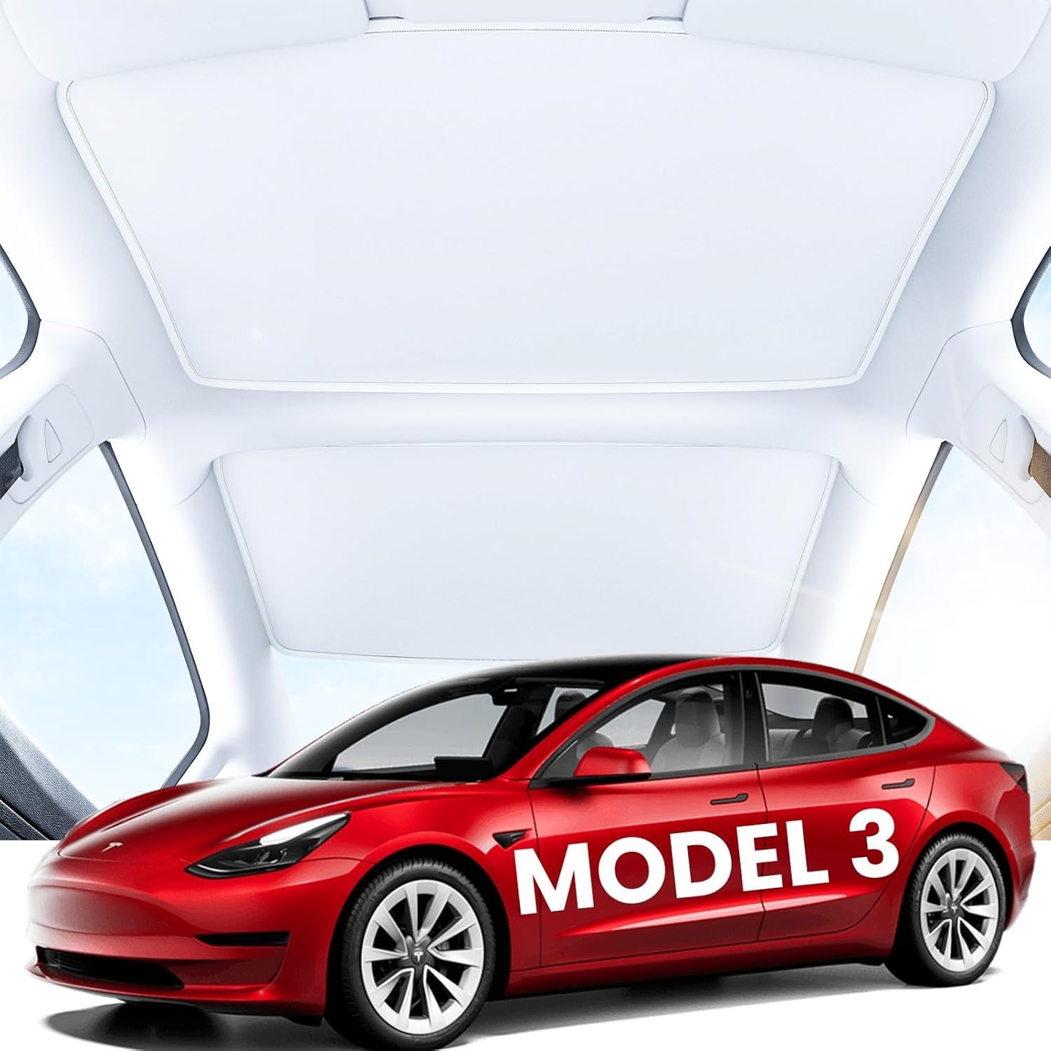 Taciieua2024 Sunshade Roof for Tesla Model 3 2024 No-Sag Design Roof Sun Shade for Tesla Model 3 Accessories 2024 Block Harmful UV Rays Glare