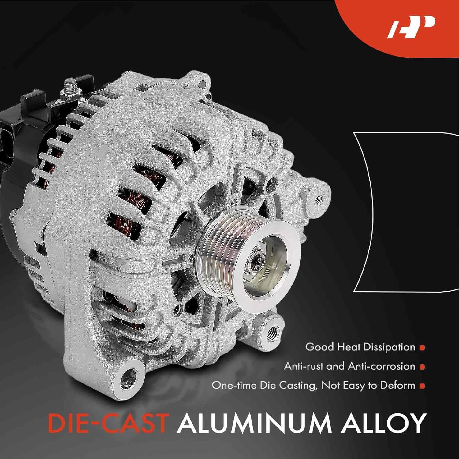 A-Premium Alternator Compatible with BMW E70 Series X5 2007 2008 2009 2010 4.8L, 12V 180A 7-Groove Pulley Clockwise, Replace# TG17C036, 12-31-7-561-004, 12-31-7-561-003, TG17C036