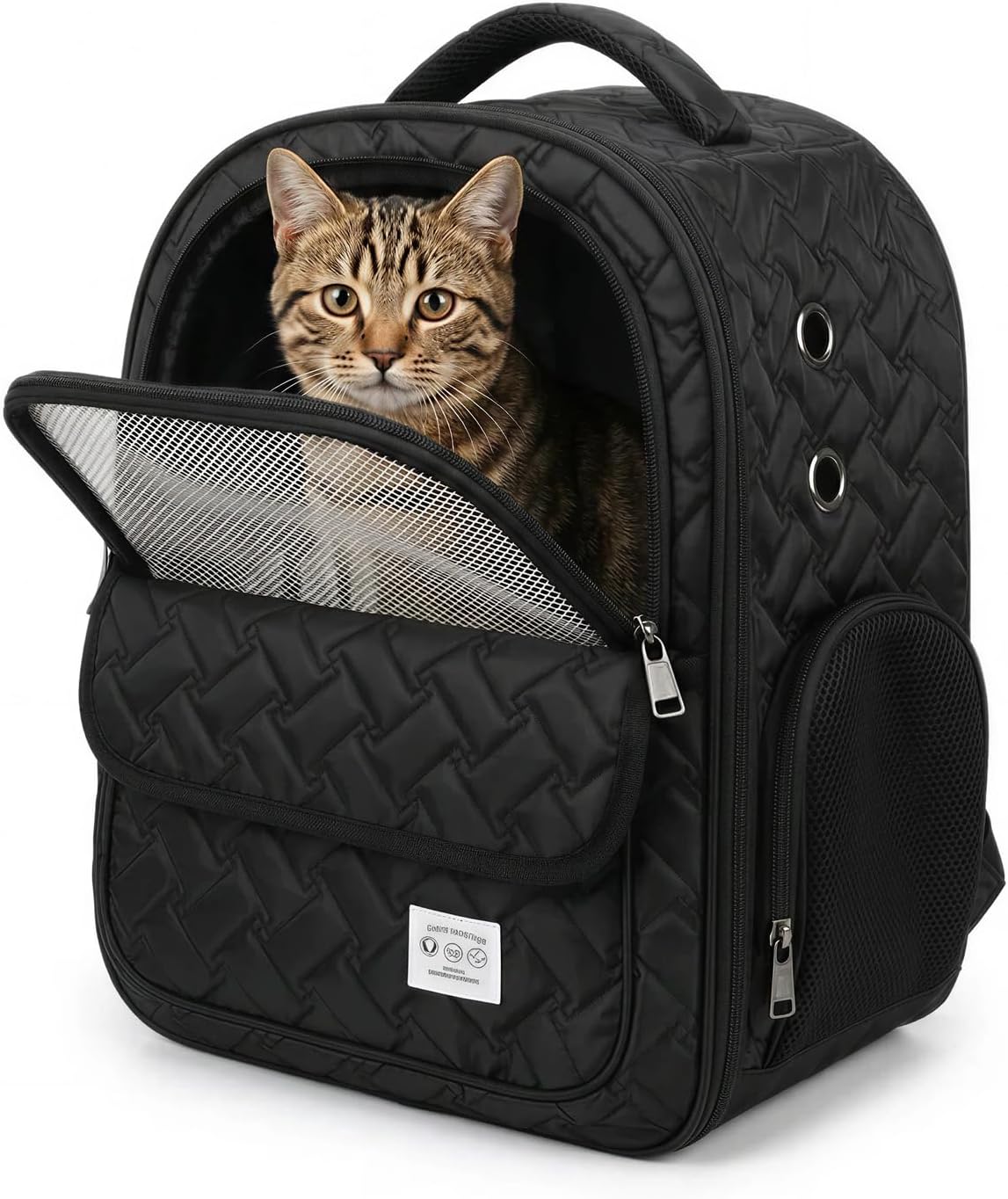 SMONT Dog Carrier Backpack for Small Puppy,Travel Hiking with Safety Belt | Dog Carrier Backpack for Small Puppy,Large capacity cat backpack With travel Hiking,Breathable,Removable Seat Cushion Black