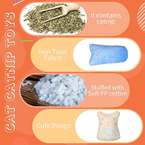 Miniatura 4 de 25 juguetes de hierba gatera para masticar, juguetes interactivos rellenos de hierba gatera, juguetes de algodón suave para gatos y gatitos, varios