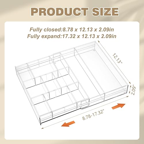 Miniatura 2 de Organizador de cajones acrílico para escritorio, bandejas transparentes con compartimentos ajustables, accesorios de escritorio para oficina,