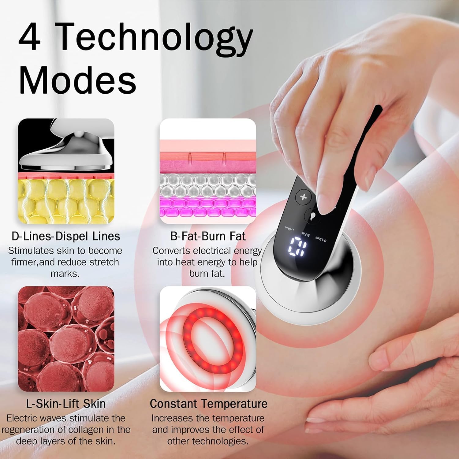 Massaggiatore Anticellulite Professionale,Radiofrequenza Calore Massaggiatore Anticellulite Portatile Senza Fili per Pancia, Vita, Gambe, Glutei, Braccia,Regali per donne