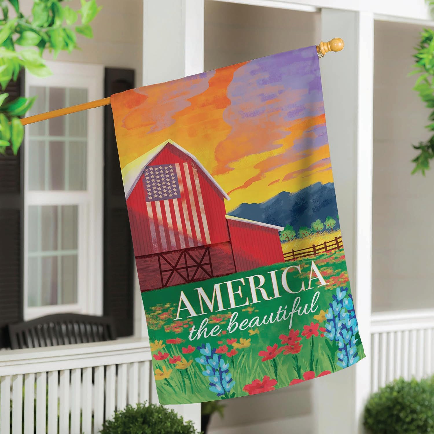 Evergreen Flag Patriotic House Flag for Outside, 28 x 44 Inches Garden Flag Double Sided, Fade and Weather Resistant Outdoor Decoration for Homes, Yards and Gardens (The Beautiful)
