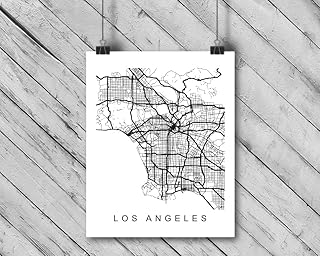 LOS ANGELES Map Black and White Print - Black and White Map Print, California CA USA Map Art Poster, City Street Road Map Print