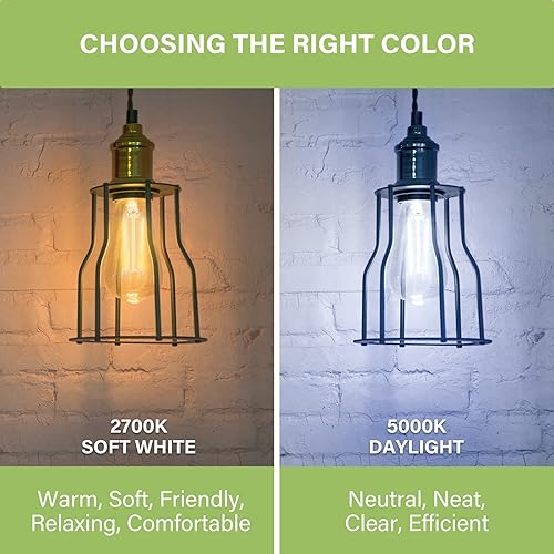 Miniatura 10 de Sigalux Bombillas Edison, bombilla LED E26 ST58 de filamento transparente, no regulable, bombillas vintage, equivalente a 60 W, blanco suave, 2700