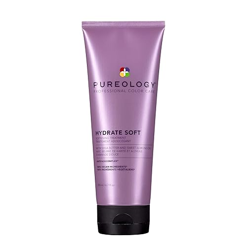 Pureology Tratamiento suavizante suave Hydrate para cabello seco y tratado con color añade suavidad, sin sulfatos, vegano, 6.7 onzas líquidas