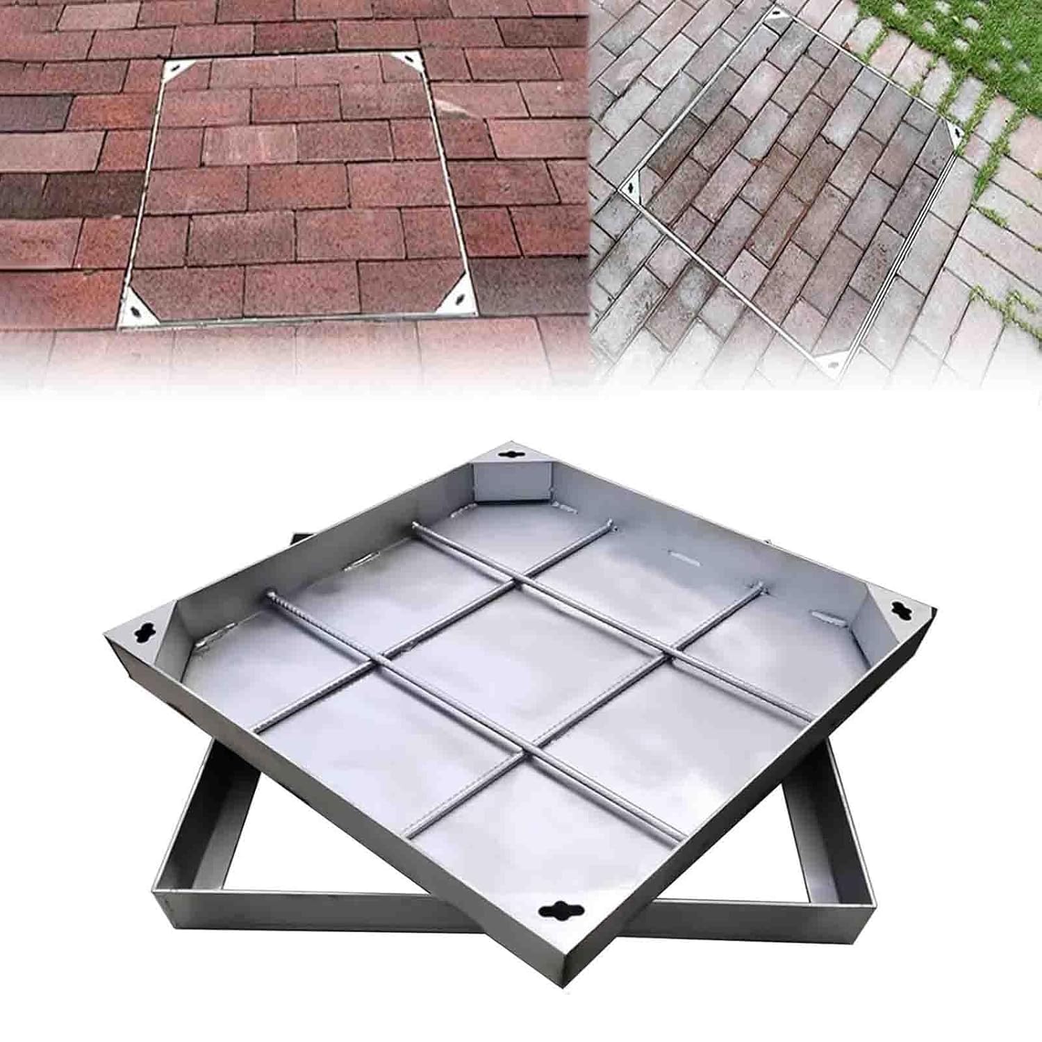 Couvercle de chambre d'inspection invisible carré en inox pour regard de drainage