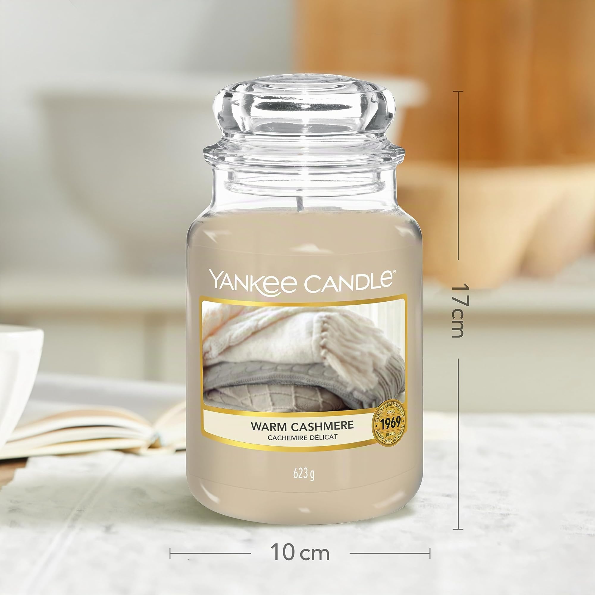 Yankee Candle Duftkerze im Glas (groß) | Warm Cashmere | Kerze mit langer Brenndauer bis zu 150 Stunden | Perfekte Geschenke für Frauen