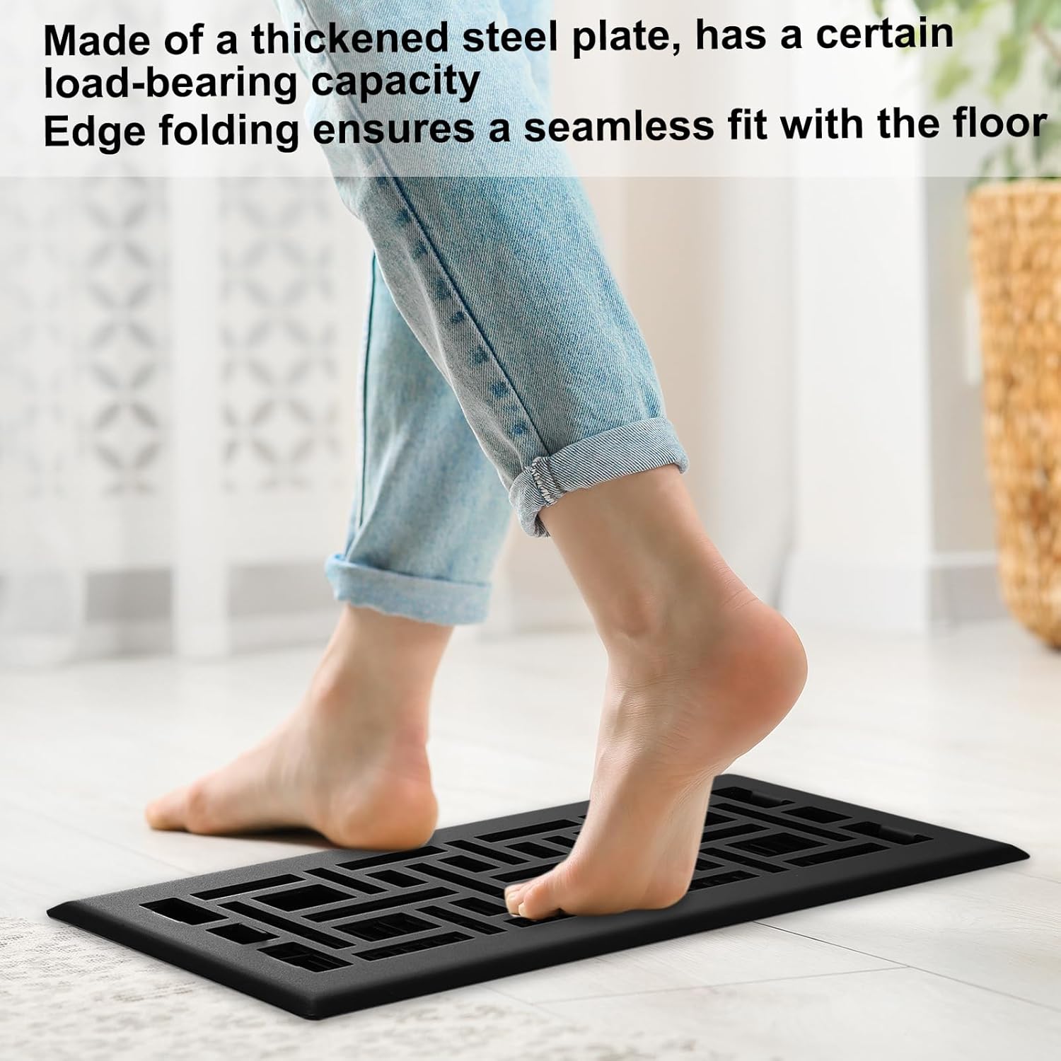 uxcell 2Pcs 4" x 10" Floor Register, Heavy Duty Carbon Steel Adjustable Floor Vents Decorative Air Vent Covers for Home Bedroom Kitchen, Oil Rubbed Bronze