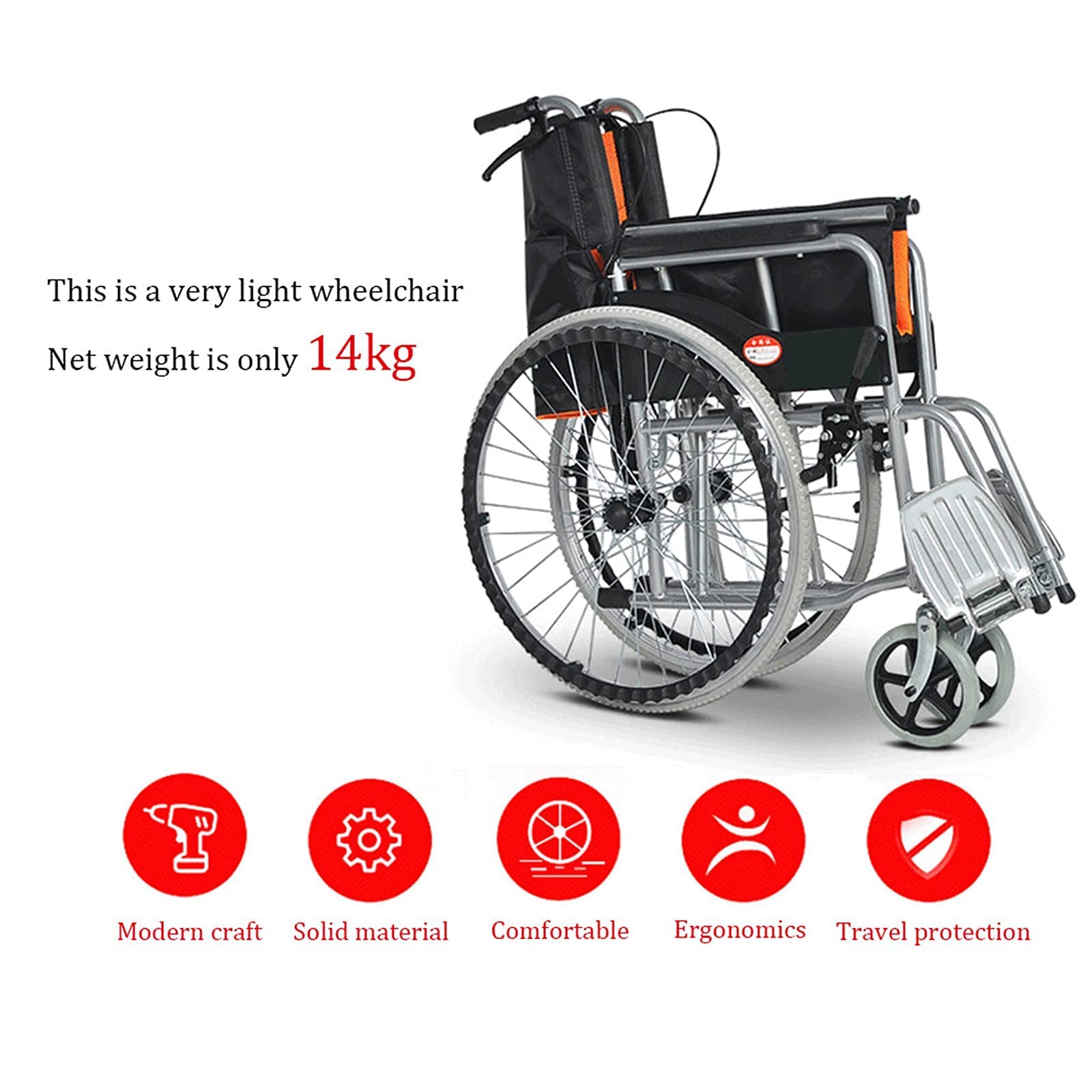 Wózki Inwalidzkie Składane Wózki Inwalidzkie, Samojezdne Wózki Inwalidzkie Opieka Funkcjonalna Składane Alumi14 Kg
